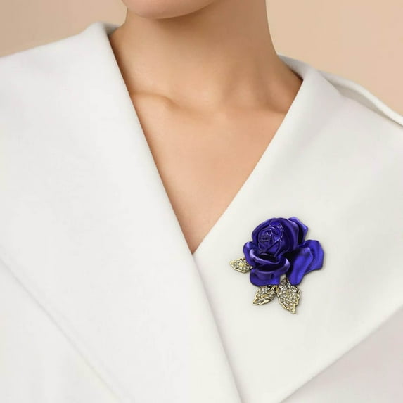 Nilvkv Rose Brooch Rhinestone Elegant for Wedding Attire to Accessorize Formal Outfits, Home Decor