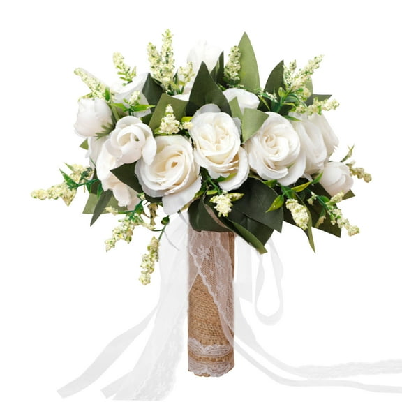Nilvkv Simulation Flowers Champagne Rose Bouquet for Bridal and Wedding Decoration Artificial Flowers for Outdoors&Indoor