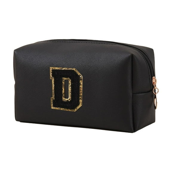 Nilvkv Small Personalized Initial Letter Cute Waterproof Makeup Bag Travel Toiletry Pouch Organizer with Zipper for Women