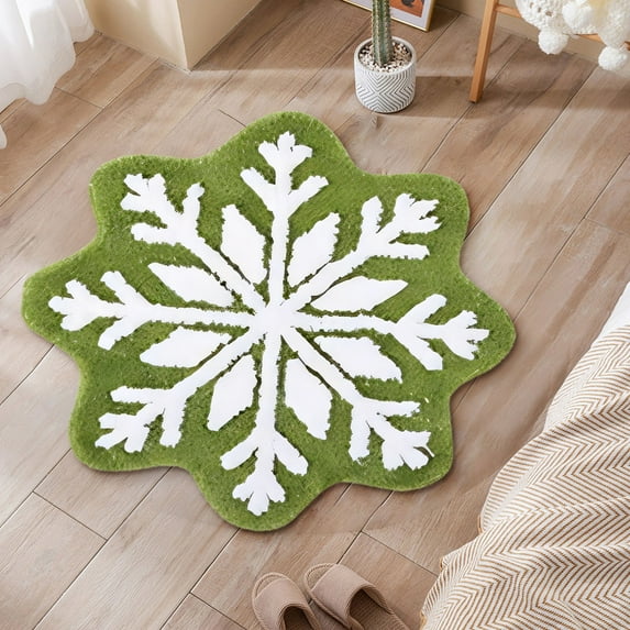 Nilvkv Snowflakes Rug Winter Snowflake Doormat Snowflake Welcome Mat Cute Christmas Decorative Non-Slip Washable Door Mats for Indoor Outdoor Entrance Home Bathroom