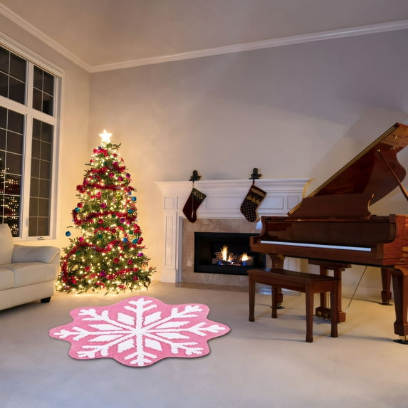 Nilvkv Snowflakes Rug Winter Snowflake Doormat Snowflake Welcome Mat Cute Christmas Decorative Non-Slip Washable Door Mats for Indoor Outdoor Entrance Home Bathroom