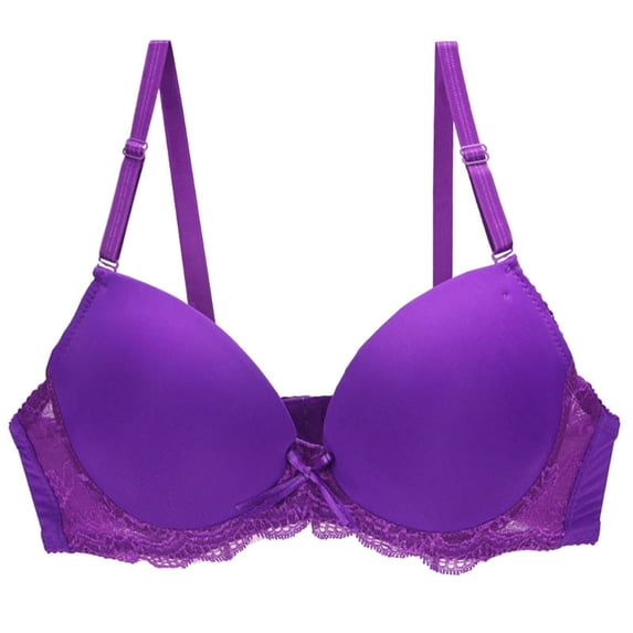 Nilvkv Sports Bra with Sewn In Pads, Sports Bras for Women, Alluring Seamless Push Up Lace Active Bra Comfort Breathable Top Purple 36BCD