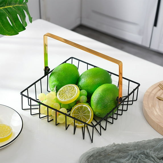 Nilvkv Square Iron Fruit Basket Coffee Capsule Storage Basket Snack Rack Candy Basket Fruit Tray Storage Rack Desktop Decoration for Home Living Room Coffee Table Snack Dried Fruit Candy Storage