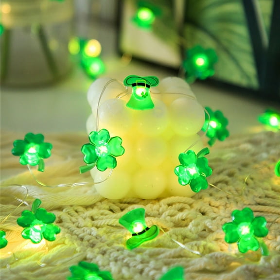 Nilvkv St.Patrick's Day Fairy Lights 16 FT with Clovers and Pixie Hats USB Powered for Party Garden