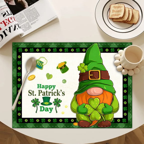 Nilvkv St.Patrick's Day Placemats 4 Pcs Printed Table Mats Anti Fouling Thermal Insulation Kitchen Decor