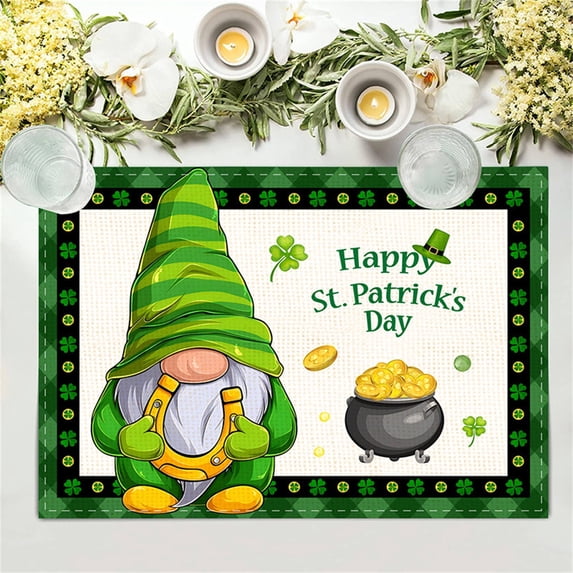 Nilvkv St.Patrick's Day Placemats 4 Pcs Printed Table Mats Anti Fouling Thermal Insulation Kitchen Decor