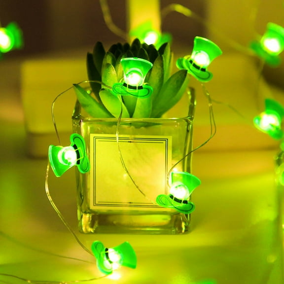 Nilvkv St. Patrick's Day String Lights St. Patrick's Day Decorations Lights Leprechaun Hat Gold Coin String Light Green Yellow Light Battery Operated