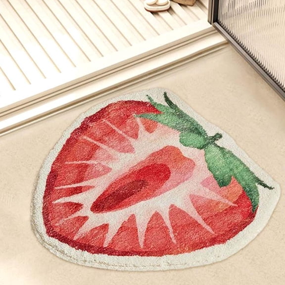Nilvkv Strawberry Bath Mat Fruit Bathroom Rugs for Living Room and Bedroom, Non Slip Small Washable Rug Strawberry Bathroom Decor(15.7x23.6in)