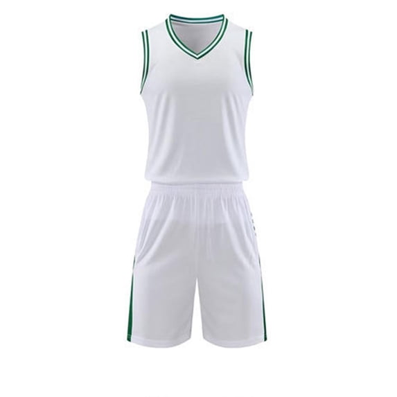 Nilvkv Toddler Athletic Set, Boys Summer Outfits, Kids Solid V Neck Sleeveless Basketball Jersey and Shorts Set White 13-14 Years