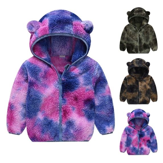 Nilvkv Toddler Hoodie, Boys Fleece Jacket, Sherpa-Lined Zip-Up Outerwear with Bear Ears for Winter Warmth Multicolor 12-18 Months