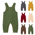thumbnail image 1 of Nilvkv Toddler Overalls Girls, Kids Pants, Rib Knit Jumpsuit with Button Shoulders and Snap Crotch, designed for easy Spring Dressing Beige 6-12 Months, 1 of 8