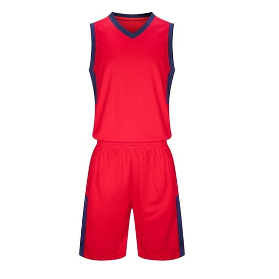 Nilvkv Toddler Workout Set, Boys Summer Outfits, Kids Solid V Neck Sleeveless Basketball Jersey and Shorts Sporty Set Red 8-10 Years
