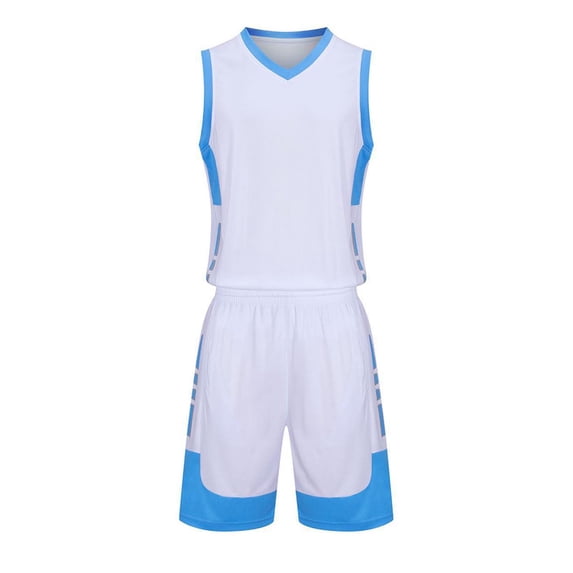 Nilvkv Toddler Workout Set, Boys Summer Outfits, Kids Solid V Neck Sleeveless Basketball Jersey and Shorts Sporty Set White 11-12 Years