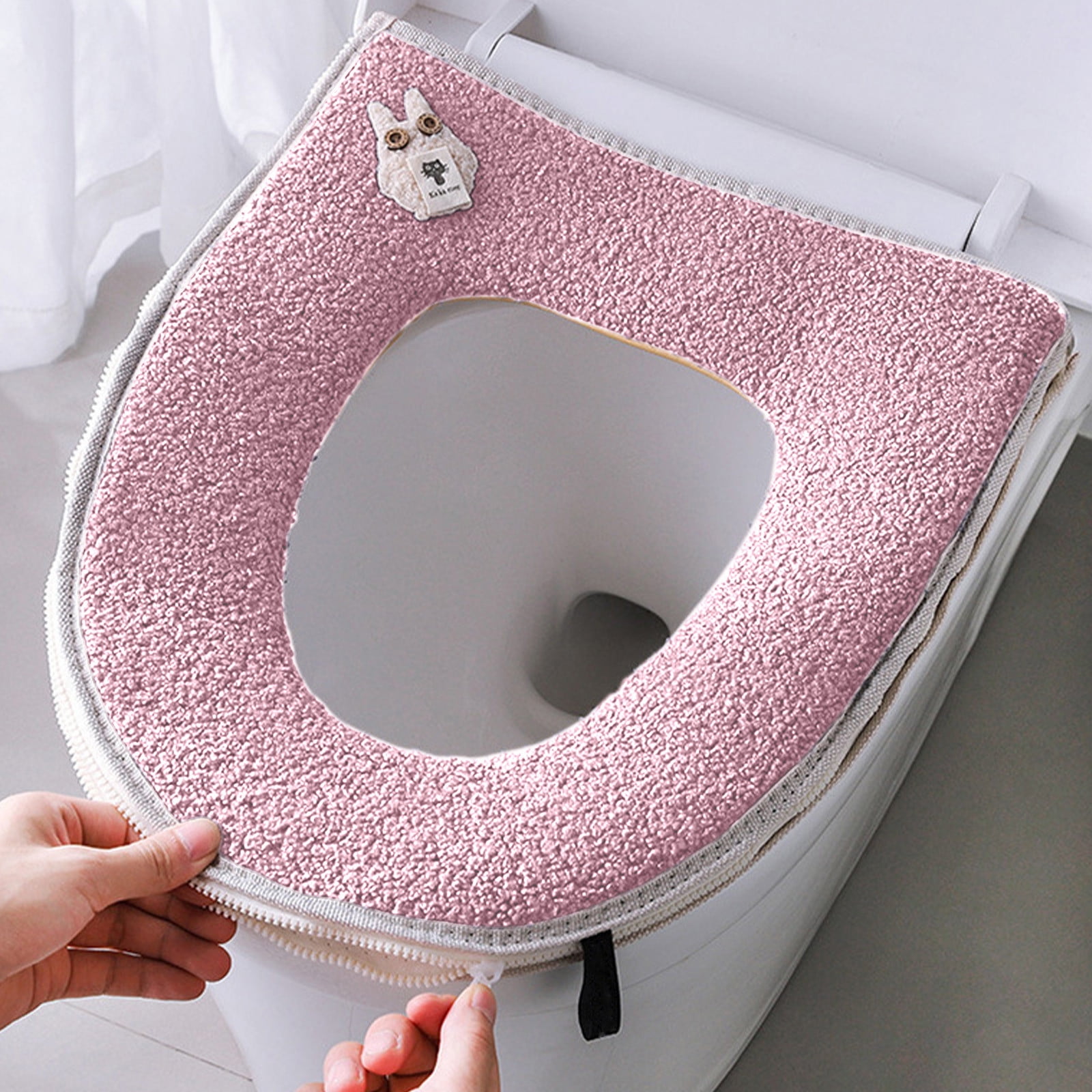 Nilvkv Toilet Mat Cute Teddy Velvet Toilet Mat Zipper Toilet Seat Cover ...