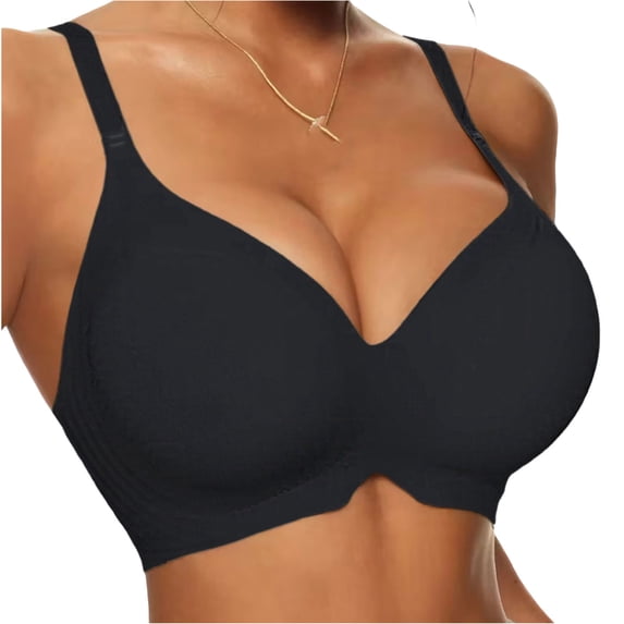 Nilvkv Tshirt Bras for Women, Seamless Bras for Women, Seamless Solid Foam Soft Support Comfort Breathable Fixed Cup Everyday T Shirt Bra Black 38BC