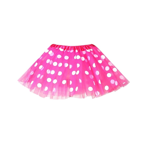 Nilvkv Tutu for Girls, Ballet Skirts for Girls, Polka Dot Elastic Waist Tulle Tiered Fluffy Mini Bottom Dance Pink 1-6 Years