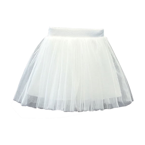 Nilvkv Tutu for Girls, Ballet Skirts for Girls, Solid Tulle Elastic Waist Tiered Flowy Mini Bottom Summer White 5-6 Years