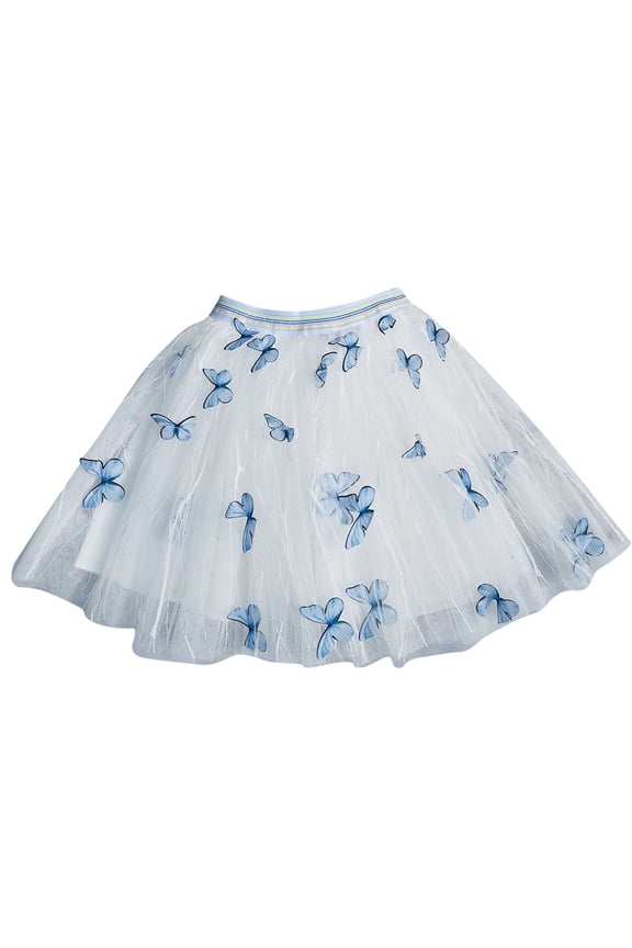 Tutu for Girls, Girls Skirts, Solid Tulle Fluffy Mini Bottom Casual Blue 5-6 Years