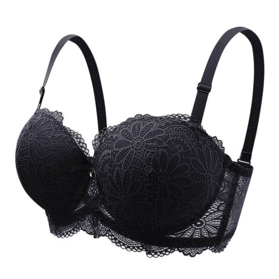 Nilvkv Underwire Bras for Women, Full Coverage Bras for Women, Embroidered Lace Back Hook Thin Breathable Comfort Underwire Everyday Bra Black 40BC