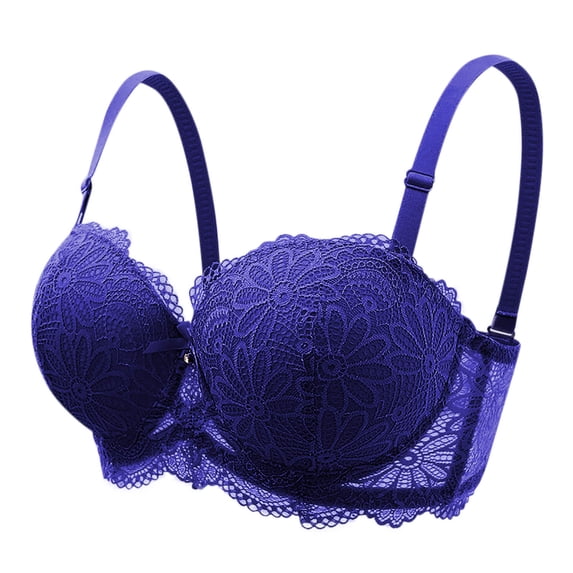 Nilvkv Underwire Bras for Women, Full Coverage Bras for Women, Embroidered Lace Back Hook Thin Breathable Comfort Underwire Everyday Bra Blue 42BC