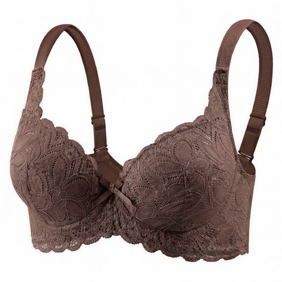 Nilvkv Underwire Bras for Women, Full Coverage Bras for Women, Thin Underwire Lift Anti Sag Push Up Cup Everyday Intimate Brown 40BC