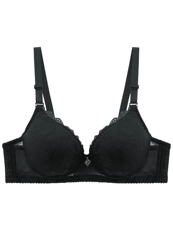 Underwire Bras for Women, Push Up Bra, Daily Comfort Shaping Underwire Push Up Thin Everyday Bra Black 42BC
