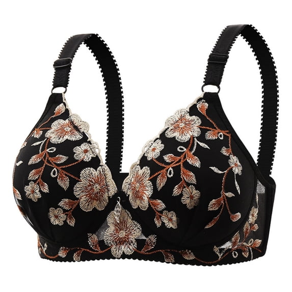 Nilvkv Underwire Bras for Women, Push Up Bra, Regular Strap Underwire Solid Lace Deep Plunge Push Up Lift Everyday Bra Black 34ABC