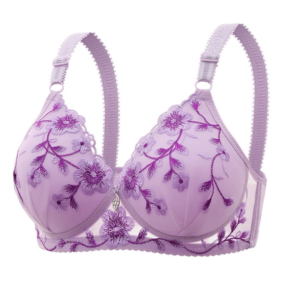 Nilvkv Underwire Bras for Women, Push Up Bra, Regular Strap Underwire Solid Lace Deep Plunge Push Up Lift Everyday Bra Purple 38BC