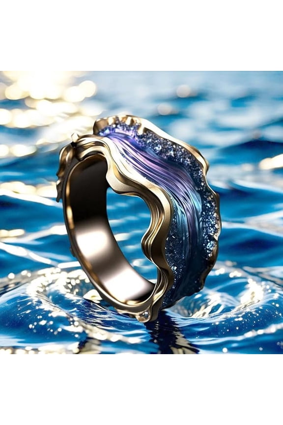 Wave Resin Fashion Ring Open Design for Women Jewelry Accessory Ocaen Inspired Statement Piece, Home Decor