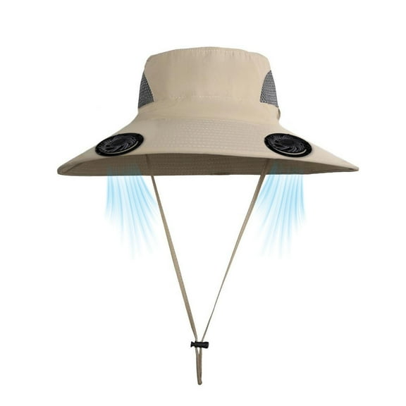 Nilvkv Wide Solar Fan Outdoor Fishing Hat Men Sun Hat with Solar Fan Fishing Hats 3 Speed Adjustable Fan Hat