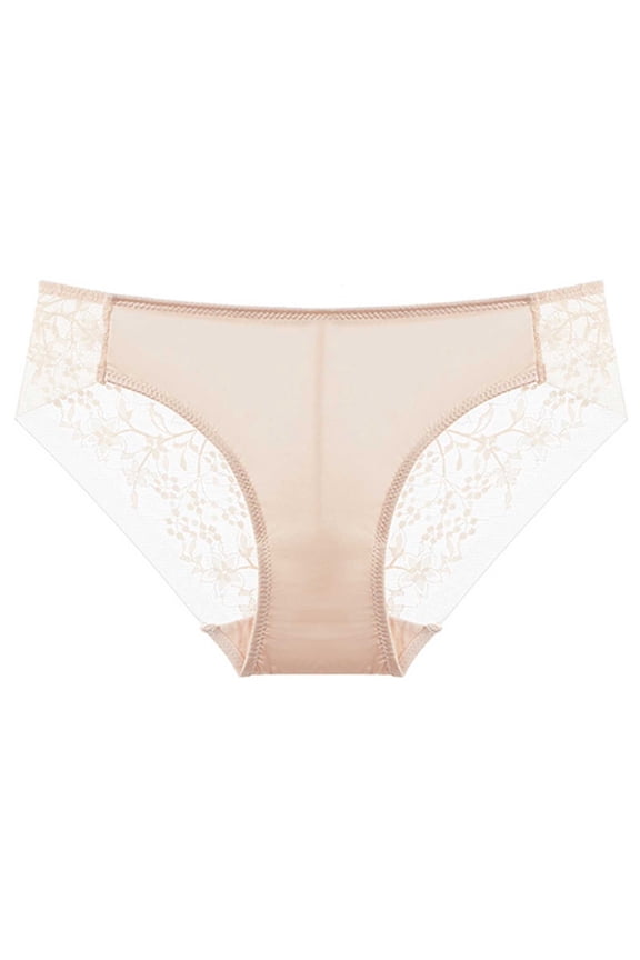 Womens Panties, Cotton Underwear for Women, French Thin Low Rise Solid Lace Trim Cotton Gusset Comfort Single Daily Brief Pink XL