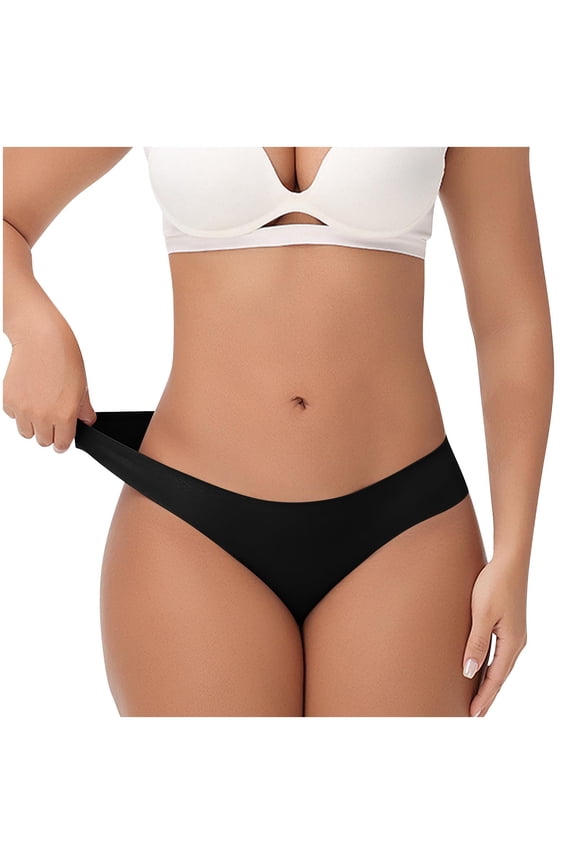 Womens Underwear Seamless, Womens Underwear, Slim Fit Minimalist Low Rise Solid Modal Seamless Breathable Daily Active Commute Brief Black L