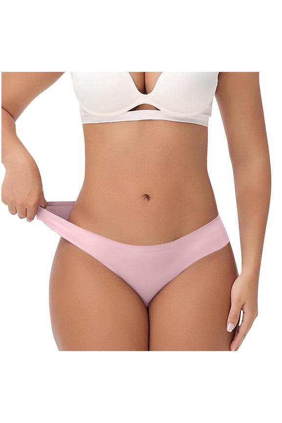 Womens Underwear Seamless, Womens Underwear, Slim Fit Minimalist Low Rise Solid Modal Seamless Breathable Daily Active Commute Brief Pink L