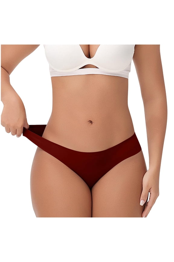 Womens Underwear Seamless, Womens Underwear, Slim Fit Minimalist Low Rise Solid Modal Seamless Breathable Daily Active Commute Brief Red M