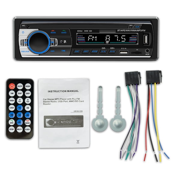Nilvkv -color Lighting Universal Car MP3 Player Car Disk Card Radio Bluetooth Hands-Center Audio Host, Car Accessories