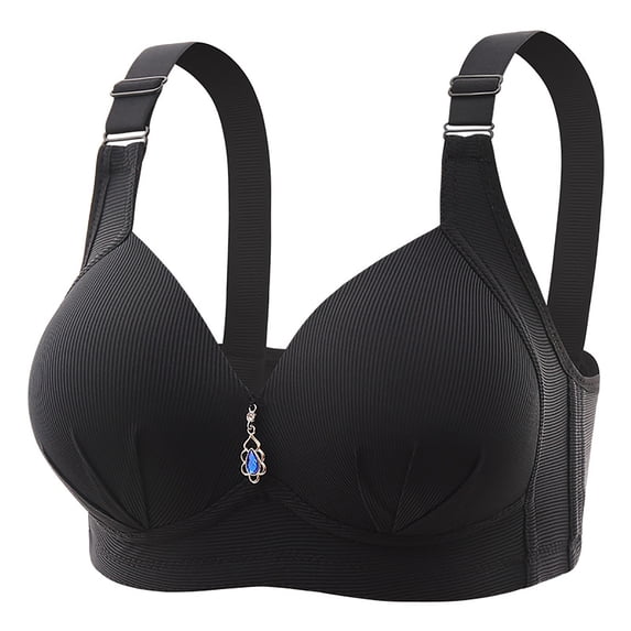 NilvkvPlus sizeBras, Minimizer Bras for Womer, Strap Wireless Solid Seamless Side Support Lift Open Back Everyday Bra Black 42BC
