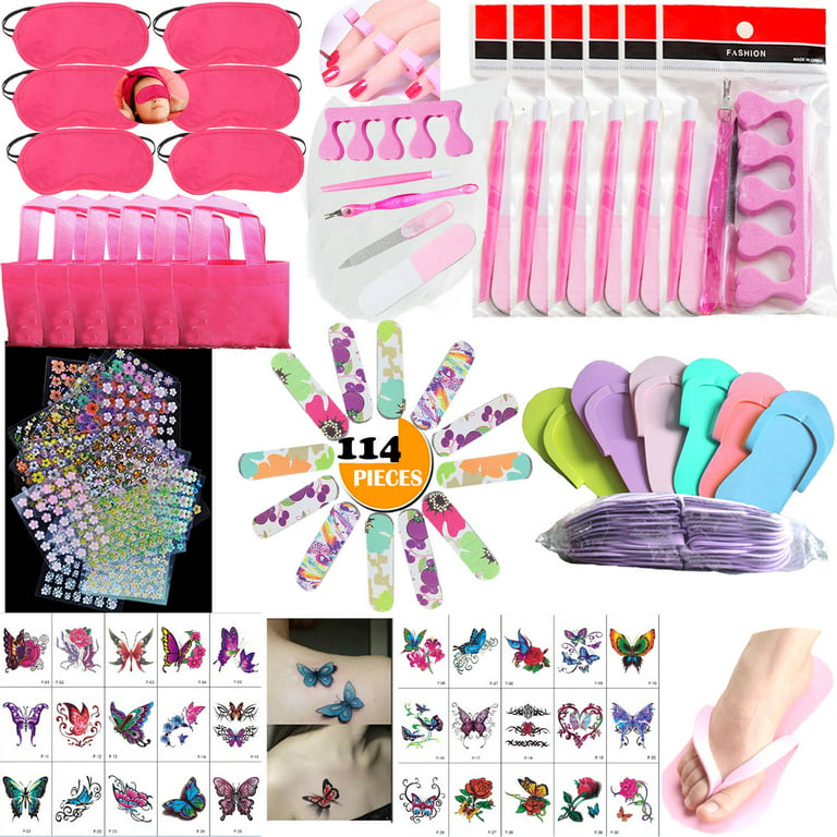 NimJoy 114PCS Girls Rose Red Spa Party Supplies Favors Kids Pedicure Sets  Birthday Spa Kit Treatment 