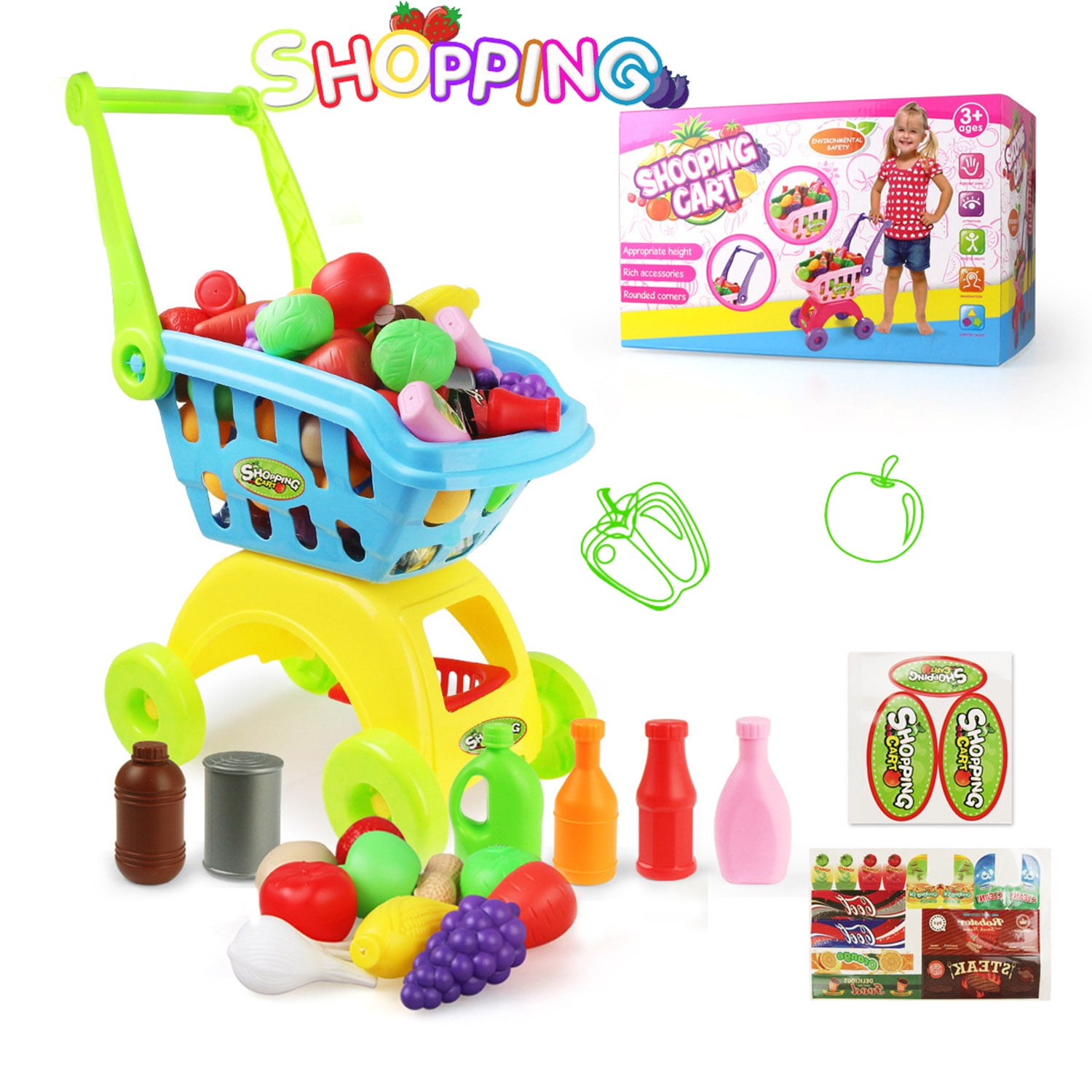 Mini Candy Cart 16pcs Ice Cream Shop Supermarket Pretend Play Toy for Girls  Simulation Small Carts Baby Cartoon Pretend Play Sweet Shop Candy Cart