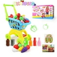 thumbnail image 1 of NimJoy 17Pcs Blue Kids Big Toy Shopping Cart W/Play Foods ABS Toy for Boys 3-6 Years Girls, Pretend Play Shopping Grocery Play Set Gifts to Toddlers, Extra Gift Box, 1 of 8
