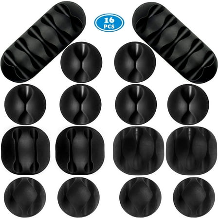 NimJoy 34 Slots Round Cord Clips, Black, Damage Free Holiday Cable Organize, 16Pcs Wire Holder