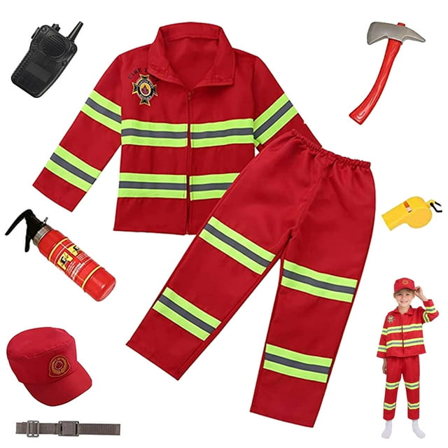 NimJoy Fireman Halloween Costume Dressup Set Pretend Role Play