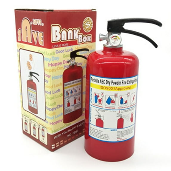 NimJoy Kids Fire Extinguisher Coin Piggy Bank for Kids' Room Decor & Birthday Christmas Presents, Plastic, Red, 8"H