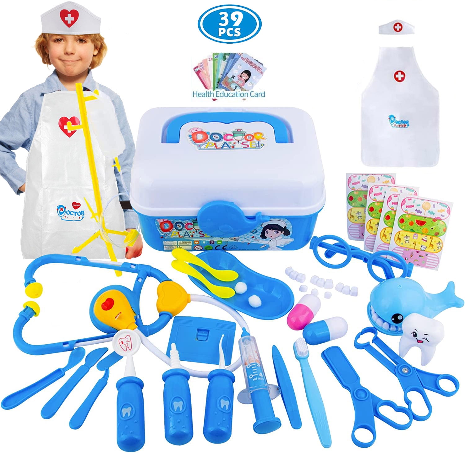NimJoy Kids Toy Doctor Kit for Boys 36 Years Girls, 39PCS Blue Durable