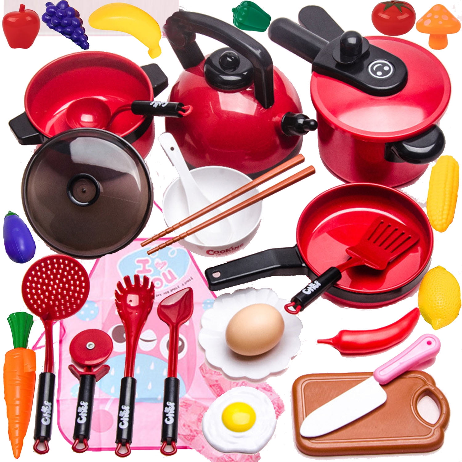 NimJoy Pretend Play Cooking Set W/ABS Cookware Kits Toys for Girls