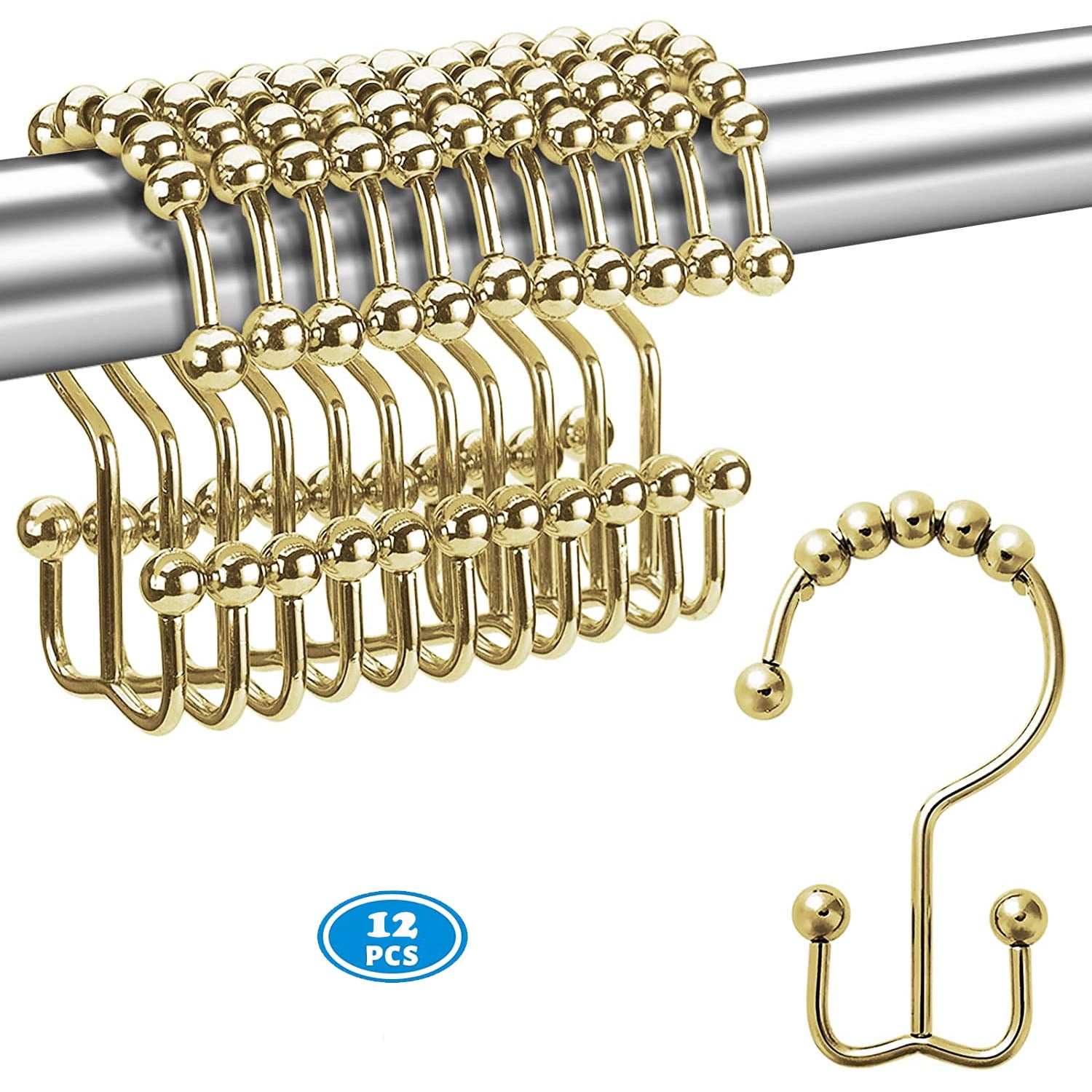 NimJoy Set of 12 Shower Curtain Hooks, Stainless Steel - Walmart.com