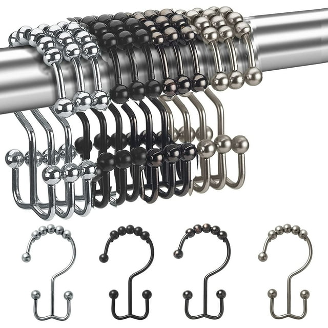 NimJoy Set of 12 Shower Curtain Hook Rings, RustResistant Stainless Steel Glide Shower Double