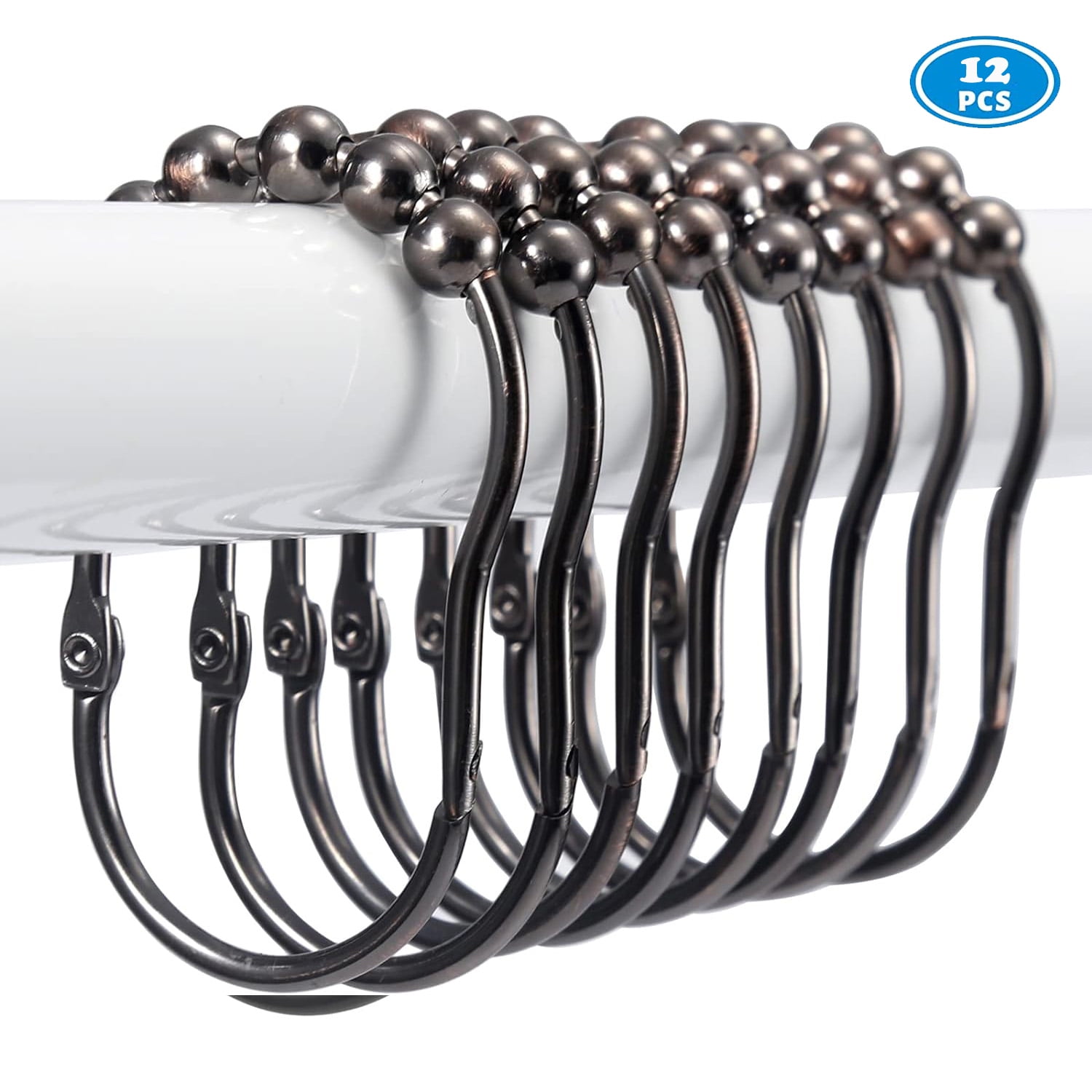 NimJoy Set of 12 Wide Shower Curtain Rings, RustFree Premium Stainless