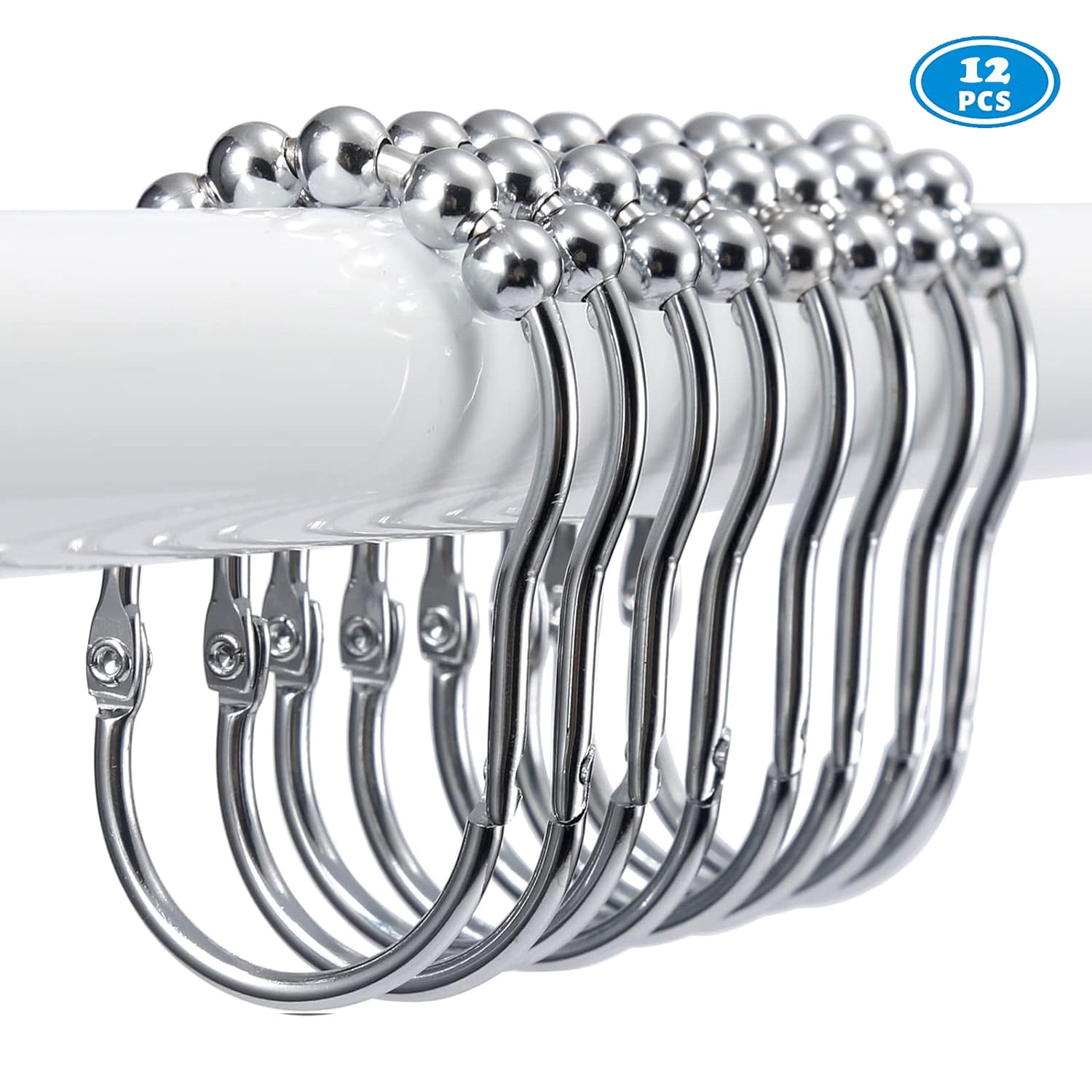 NimJoy Set of 12 Wide Shower Curtain Rings, RustFree Premium Stainless