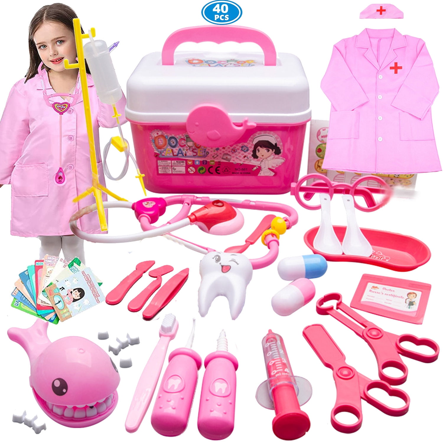 Taihexin 30 Pcs Play Doctor Kit for Kids 3-8 Years Old, Pretend Play Dress  Up Educational Dentist Doctor Set, Costume Stethoscope Medical Kit Role  Play Birthday Gifts for Girls Boys 