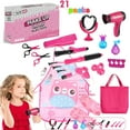 thumbnail image 1 of NimJoy Toy Hair Stylist Play Set W/Bag & 21 Pink Hairstyling Accessory Preshool Toy for Girls 3-6 Years, Pretend Play Kids Beauty Set to Toddler Play Makeup Learning, 1 of 9